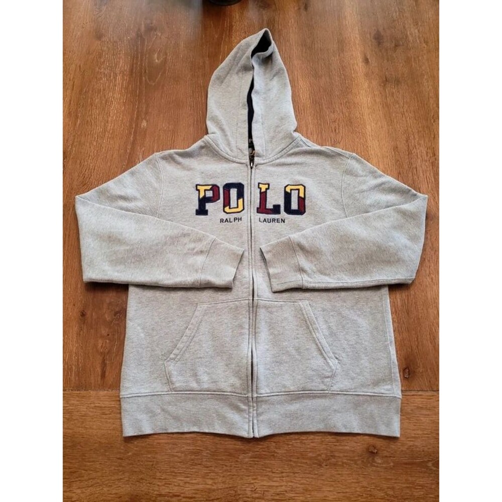 Polo Ralph Lauren Hoodie Sweatshirt Kid's L 14 - 16 Gray Brand Spellou Full Zipt
